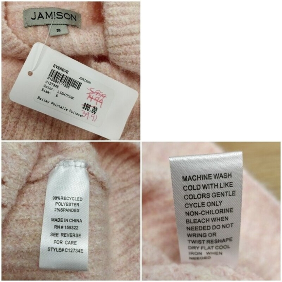 $98 NEW Jamison Bailey Pointelle Sweater Pullover Mock Neck Pink Yellow Small - Picture 9 of 10